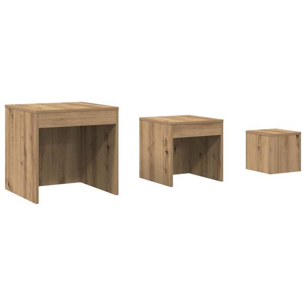 vidaXL Tables gigognes 3 Pièces chêne artisanal bois d'ingénierie