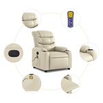vidaXL Fauteuil de massage inclinable crème similicuir