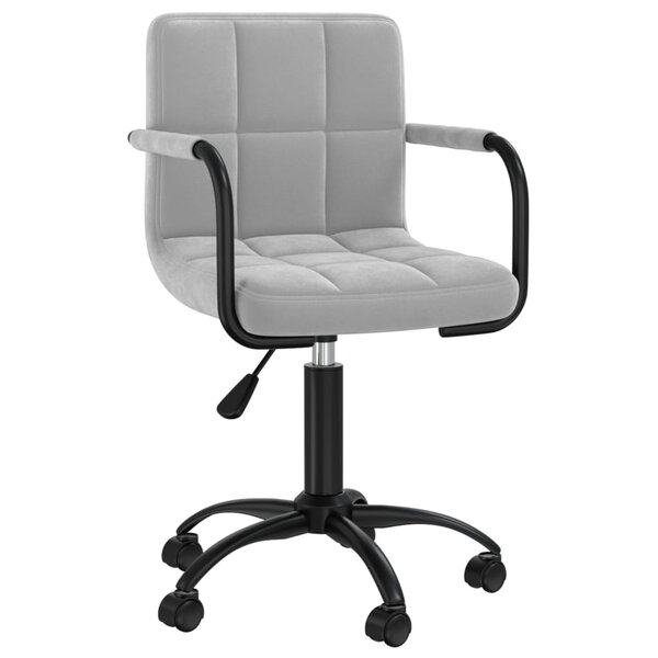 vidaXL Chaise pivotante de bureau Gris clair Velours