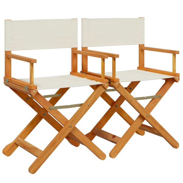 vidaXL Chaises de réalisateur pliables lot de 2 blanc crème tissu