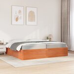 vidaXL Lit avec matelas cire marron 200x200 cm bois massif de pin