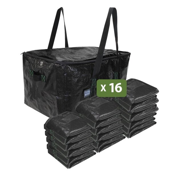 Pack and Move - Lot 16 Sacs Rangement Recylé - 55 x 35 x 30 cm - Poignées solides - Déménagement et Transport - Ultra Résistant - Réutilisable - 55L