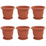 vidaXL Pots de plantes 6 Pièces Rouge brique Ø 26 x 21.5 cm Plastique