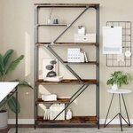 vidaXL Bibliothèque chêne fumé 91x36x176 cm bois ingénierie et acier