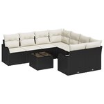 Ensemble de canapé de jardin 9 pièces vidaXL avec coussins noir poly rotin