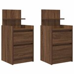 vidaXL Tables de chevet avec 2 tiroirs 2 Pièces chêne marron 38x34x80 cm