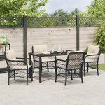 vidaXL Ensemble de salle à manger pour jardin 5 Pièces Noir Poly rotin