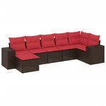 vidaXL Salon de jardin avec coussins 7 Pièces marron résine tressée