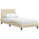 vidaXL Lit avec matelas Hanko crème 90x200 cm tissu