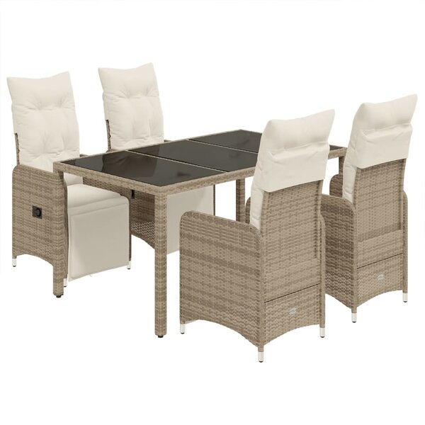 vidaXL Ensemble de bistro de jardin 5 Pièces coussins marron poly rotin