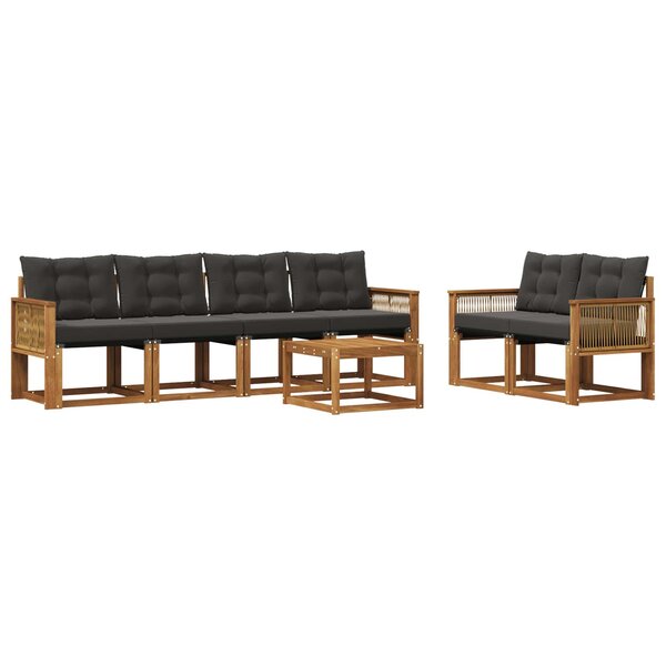 vidaXL Ensemble de canapés d'extérieur 7 pc Naturel et noir