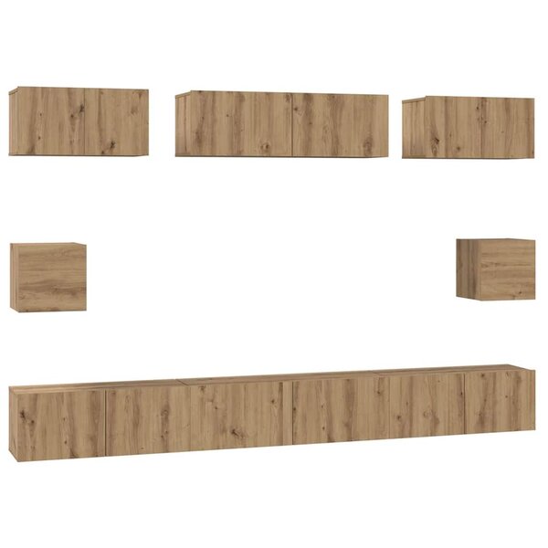 vidaXL Ensemble meuble TV 8 Pièces Chêne artisanal Bois d'ingénierie