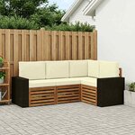 vidaXL Ensembles de canapés avec coussin 4 Pièces Bois d'Acacia Massif