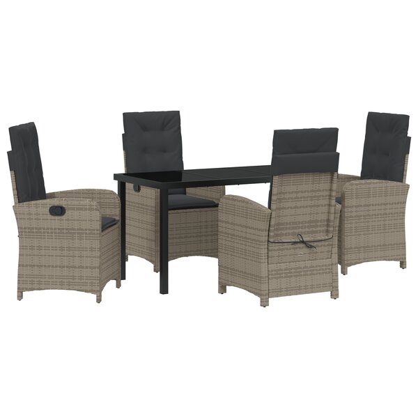 vidaXL Set de jardin de 5 pièces avec coussins en rotin poly gris