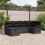 vidaXL Ensemble de canapé de jardin 6 Pièces Noir 242.5 x 132.5 x 85 cm