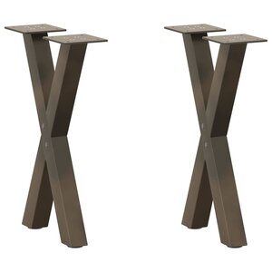 vidaXL Pieds de table basse en forme de X  2 pièces  acier naturel  28 x (42-43) cm