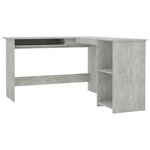 Bureau table poste de travail meuble d'ordinateur informatique étude d'angle en forme de L bois d'ingénierie gris 02_0023684