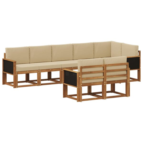 vidaXL Ensemble de canapés d'extérieur 8 pc Naturel et Beige Polyester