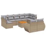 vidaXL Salon de jardin avec coussins 10 Pièces beige résine tressée
