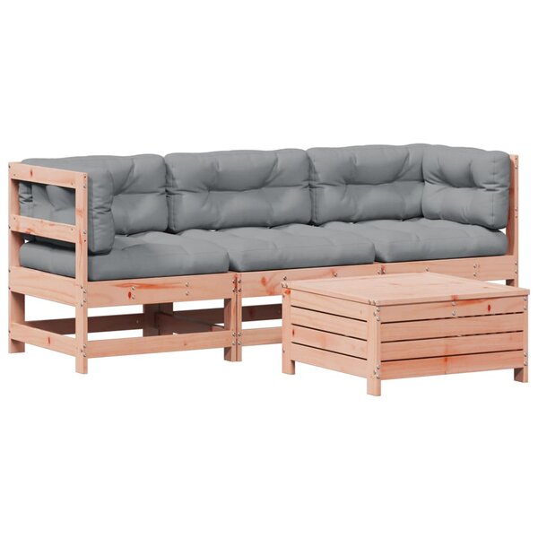vidaXL Salon de jardin 4 Pièces avec coussins bois massif douglas