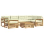 vidaXL Ensemble de canapés d'extérieur 7 pc Blanc et crème Polyester