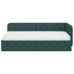 vidaXL Cadre de lit d'angle avec matelas Vert foncé 100 x 200 cm tissu