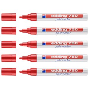 Marqueur Peinture 750 Rouge Pointe Ronde 2-4 mm x 5 EDDING