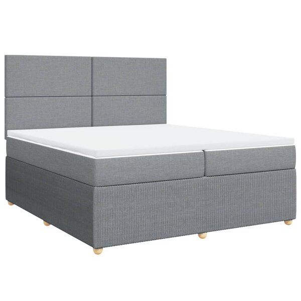vidaXL Sommier à lattes de lit avec matelas Gris clair 200x200cm Tissu