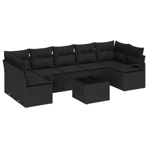 vidaXL Ensemble de canapé de jardin avec coussin 8 Pièces Noir