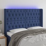 vidaXL Tête de lit à LED Bleu 163x16x118/128 cm Tissu