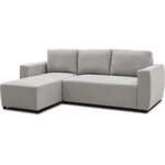 Canapé d'angle convertible réversible 3-4 places - PHARELL - Tissu souris - Coffre de rangement - 224 x 155 x 85 cm