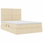 vidaXL Lit de rangement LED avec matelas Crème 140 x 190 cm Tissu