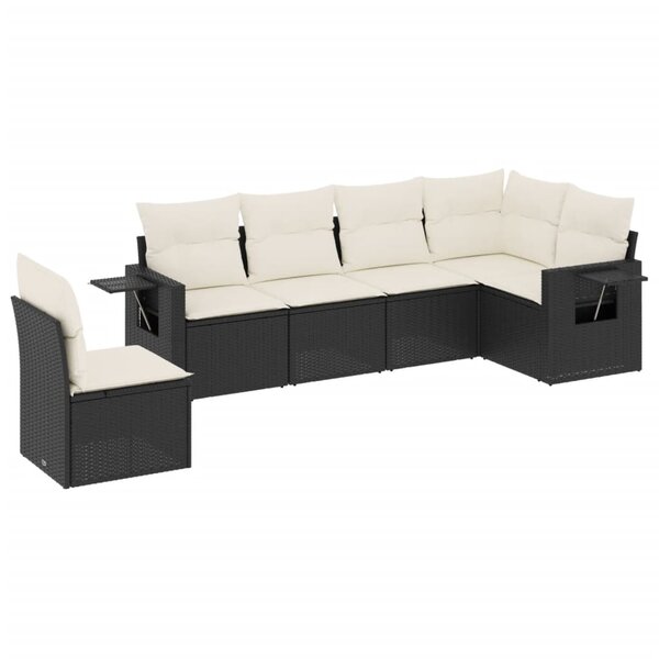 vidaXL Salon de jardin 6 Pièces avec coussins noir résine tressée