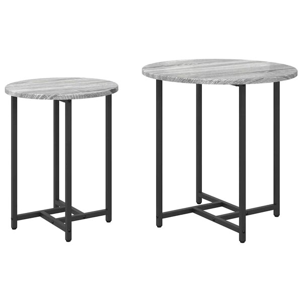 Table d'appoint vidaXL 2 pièces Gris Sonoma en bois d'ingénierie et métal