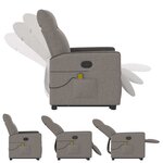 vidaXL Fauteuil inclinable de massage Taupe Tissu
