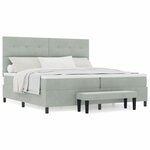 vidaXL Lit à ressorts avec matelas Gris clair 200 x 200 cm Velours