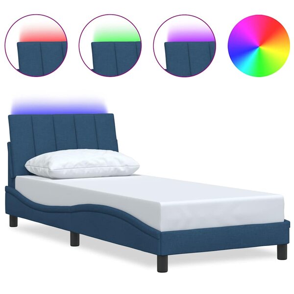 vidaXL Cadre de lit sans matelas Hanko bleu 90x200 cm tissu