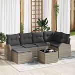 vidaXL Ensemble de canapé de jardin 7 Pièces Gris clair Poly rotin