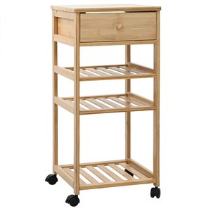 vidaXL Chariot de Cuisine avec Roues Naturel 37 x 36 x 80 cm Bambou