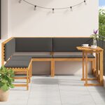 Ensemble de jardin 4 pièces avec coussins en acacia