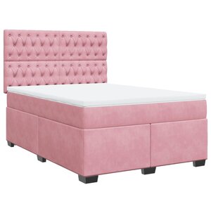 vidaXL Sommier à lattes de lit avec matelas Rose 160x200 cm Velours