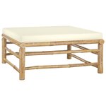 vidaXL Salon de jardin 7 Pièces avec coussins blanc crème bambou