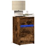 vidaXL Armoire de chevet et lumières LED chêne fumé bois d'ingénierie