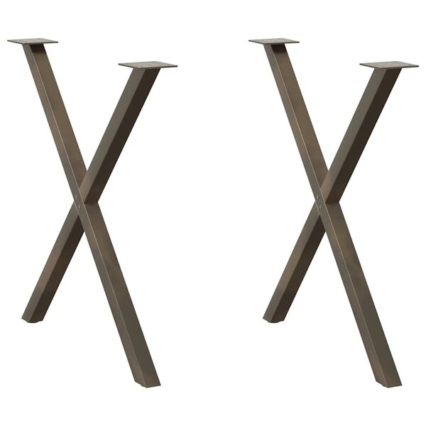 vidaXL Pieds de table à manger en forme de X  2 pièces  acier naturel  70 x (72-73) cm