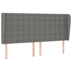 vidaXL Tête de lit avec oreilles Gris foncé 163x23x118/128 cm Tissu