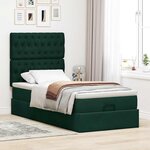 vidaXL Cadre de lit ottoman avec matelas vert foncé 90x200 cm velours