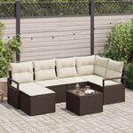 vidaXL Ensemble de canapé de jardin 7 Pièces Marron Poly rotin