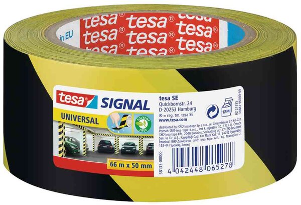 Ruban pvc adhésif signal noir/jaune 50mm x 66m tesa