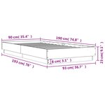 vidaXL Cadre de lit avec lumières LED chêne fumé 90x190 cm