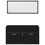 vidaXL Set de Meubles pour Salle de Bain avec porte 3 Pièces Chêne noir